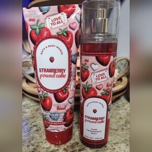 NWT Bath and Body Works "Strawberry Poundcake" Body Bundle